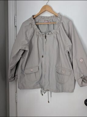 Sanrio Light Gray Ruffle-Neck Zip Jacket